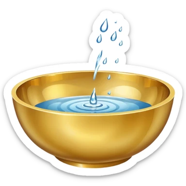 simple gold bowl, top up inside view, full of water sticker