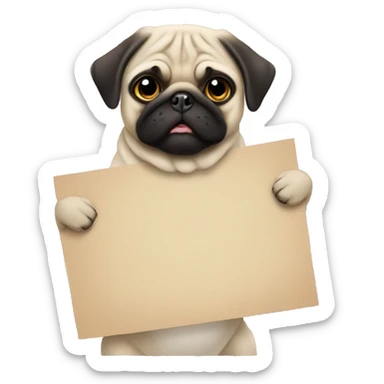Pug holding a sign with a large “W” on it  sticker