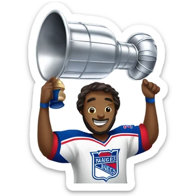 New York Rangers hockey player holding the Stanley Cup sticker