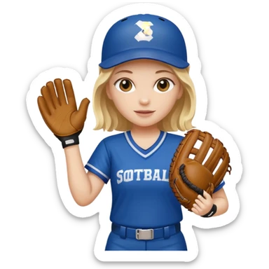 White girl playing softball sticker
