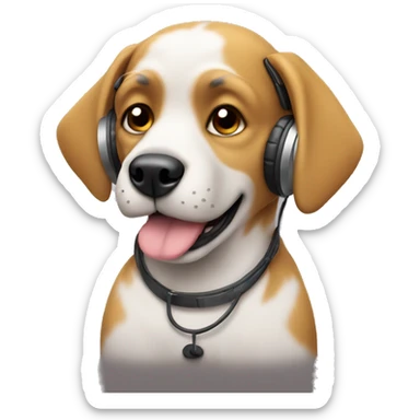 Dog listening to music sticker