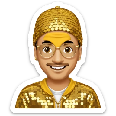 Ali G with gold sequin outfit sticker