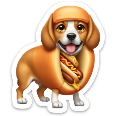 Dog wearing hotdog costume  sticker