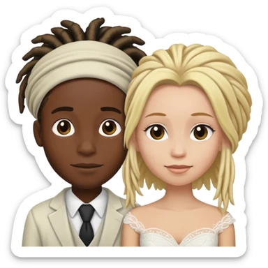 black boy with dreads marrying white woman with blonde hair sticker