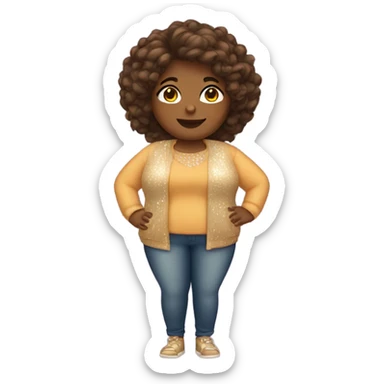 Fat brown girl with sparkles  sticker