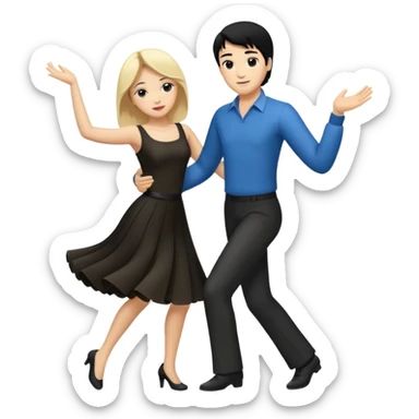 couple dancing full body man black hair woman blonde sticker