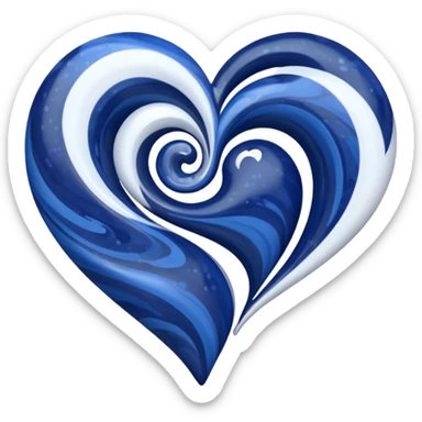 Dark blue and white mixed heart sticker