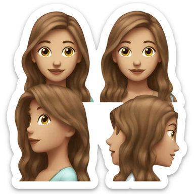 beautiful thin brown-haired woman with long hair sticker