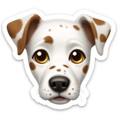 White dog with brown spots and freckles and big eyes sticker