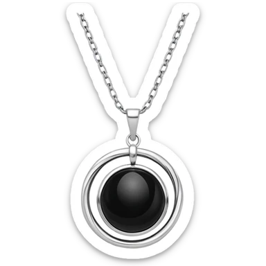 polished onyx pendant radiating a soft glow, silver chain dynamically twisting to represent resilience sticker