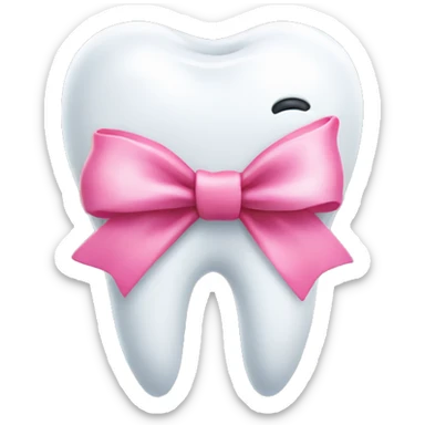 Tooth with a pink bow sticker