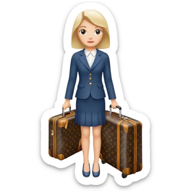 White woman with a suitcase LV sticker