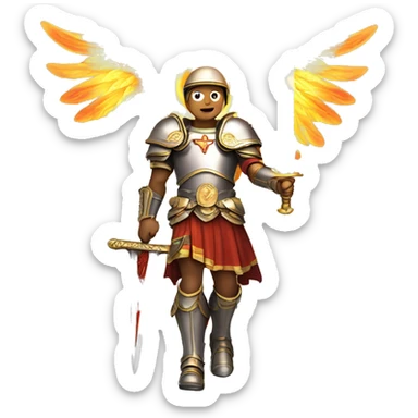 st michael the arc angel wielding his flaming sword sticker