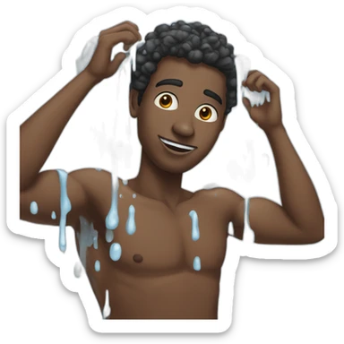 Black guy with Gypsum on the left hand showering sticker