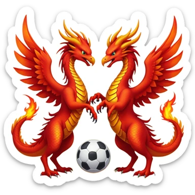 Phoenix and dragon playing football sticker