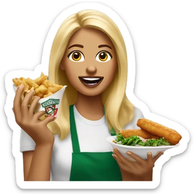 pretty blonde woman eating wingstop sticker