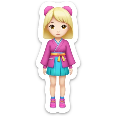 Kawaii woman Japanese full body sticker
