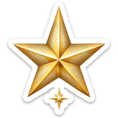 a large sparkle star where each point has a different pattern or texture, varied patterns on single sparkle sticker