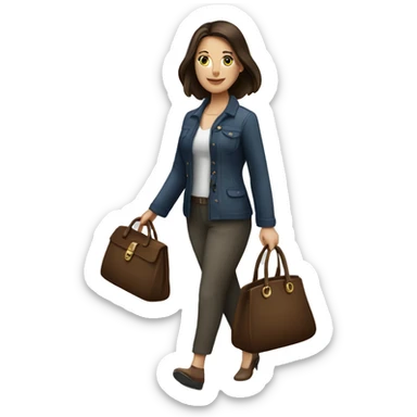 brunette caucasian woman dressed nice walking with purse sticker