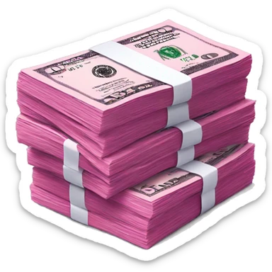 Stack of pink dollar bills sticker