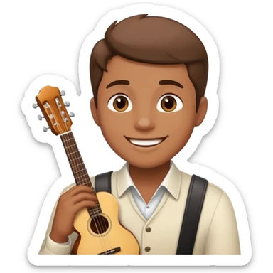 Musician with a confident smile looking up sticker