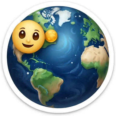 Earth with moon sticker