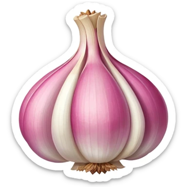 pink garlic with cut piece sticker