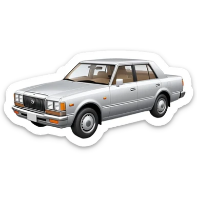 Toyota Crown sedan from the 1980s, boxy design, classic Japanese car sticker