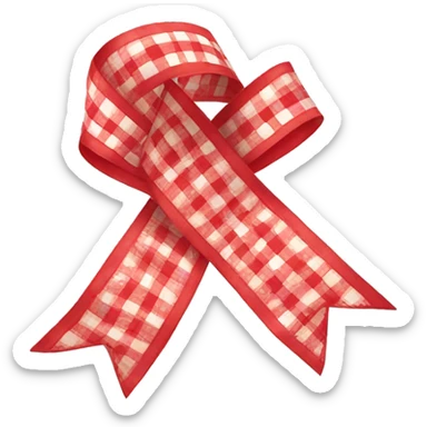 Red gingham cute ribbon sticker