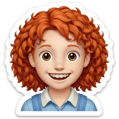 kid with teeth braces bunny eared red haired curly big braces sticker