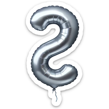 Silver balloon in shape of number 5 sticker
