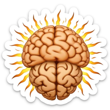 A brain with an explosion behind it. sticker