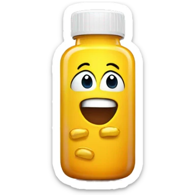 vitamin bottle with excited face sticker