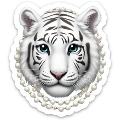 Young white tiger wearing pearls sticker