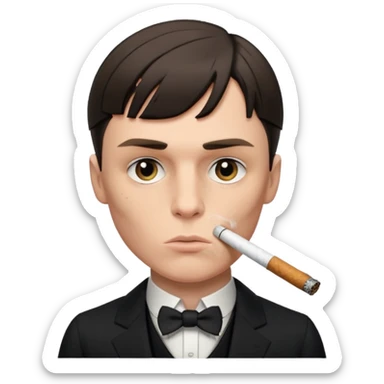Tommy Shelby in black dress with a cig in his mouth and make his face exact  sticker