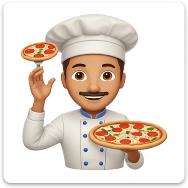 smiling Italian chef spinning pizza dough sticker