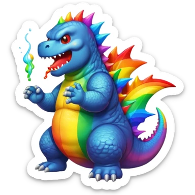godzilla rainbow puke sticker