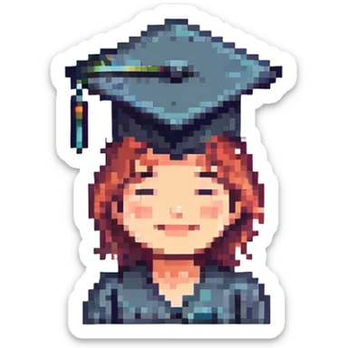 persona sonriente con birrete de graduación sticker
