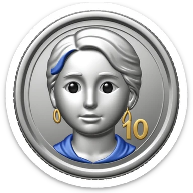 Silver Dime Coin With Out A Face & The Silver Number 10$ On It sticker