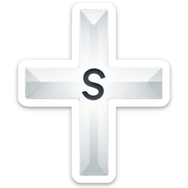 White cross logo with the letter s intergrated with the cross sticker