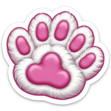 white cat paw, from the bottom, vivid pink toe beans sticker
