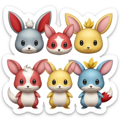Trico-Minccino-Dedenne-Emolga-Pachirisu-Zangoose-fusion sticker