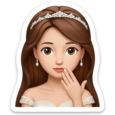 Blonde skin bride with brown hair with a chin on her face sticker