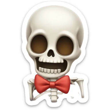 Skeleton with bow and very cutesy  sticker
