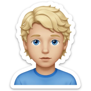 Teenage boy with blue eyes, blonde wavy hair and thick lips sticker
