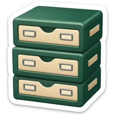 dark green open case with light beige bills sticker