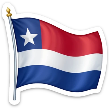 Texas flag waving, vibrant red white and blue, single white star, no text sticker