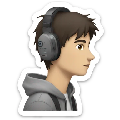 Boy Wolf headphones minimalist sticker