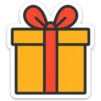 gift box, color outline icon style sticker