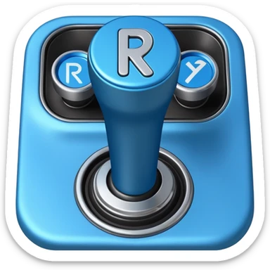 blue car gear shift stick with R for reverse highlighted sticker